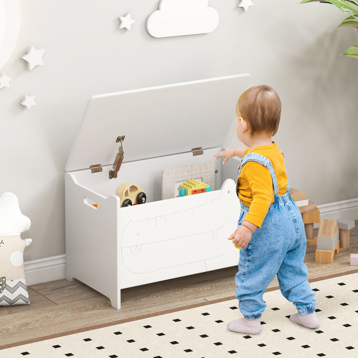 Wooden Kids Toy Box with Safety Hinge-White