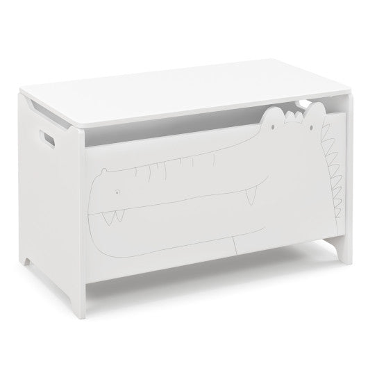 Wooden Kids Toy Box with Safety Hinge-White