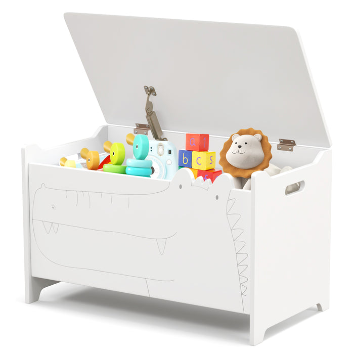 Wooden Kids Toy Box with Safety Hinge-White