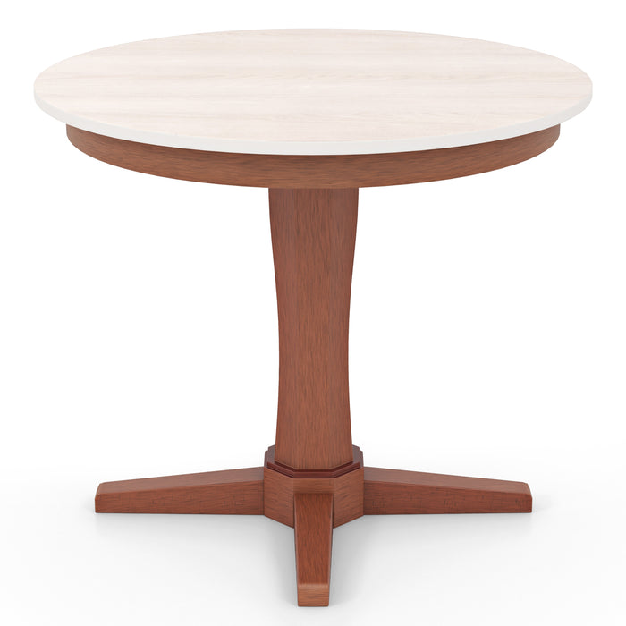 35 Inches Wooden Round Dining Table with Pedestal Base-White