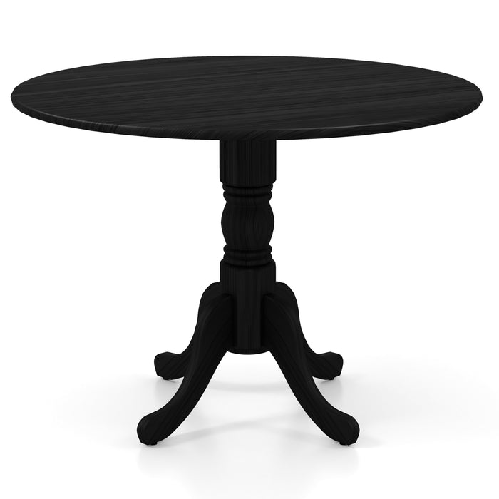 Wooden Dining Table with Round Tabletop and Curved Trestle Legs-Black