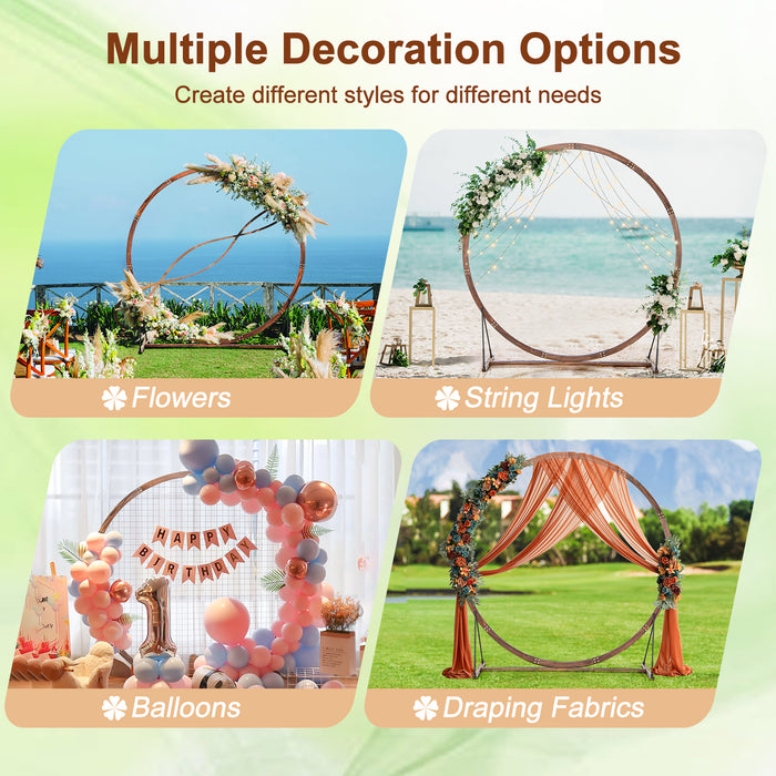 Wooden Wedding Arch Solid Wood Arbor Backdrop Stand for Wedding Ceremony-Round