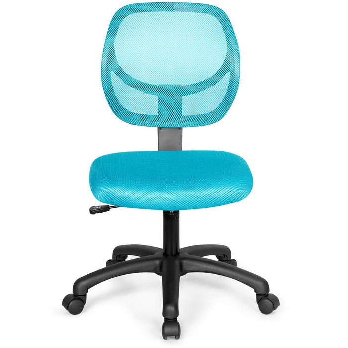 Low-back Computer Task Chair with Adjustable Height and Swivel Casters-Blue