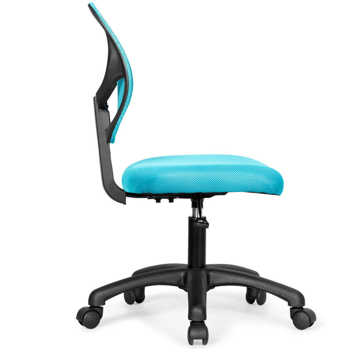 Low-back Computer Task Chair with Adjustable Height and Swivel Casters-Blue