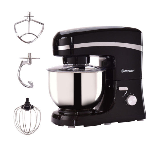 800 W 5.3 Quart Electric Food Stand Mixer with Stainless Steel Bowl-Black