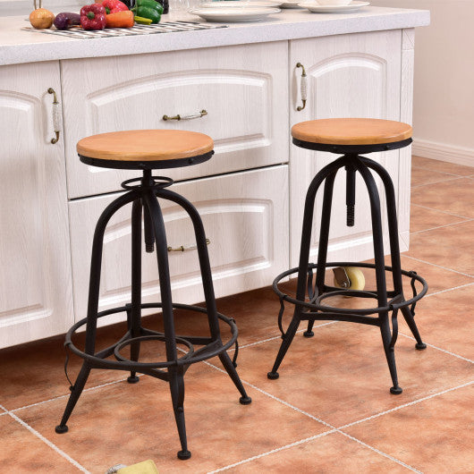 Set of 2 Adjustable Vintage Bar Stools