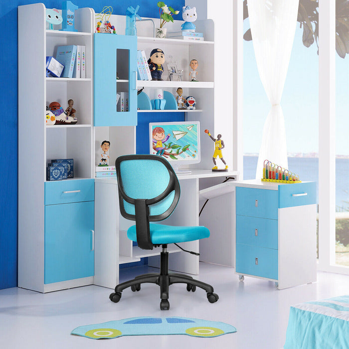 Low-back Computer Task Chair with Adjustable Height and Swivel Casters-Blue