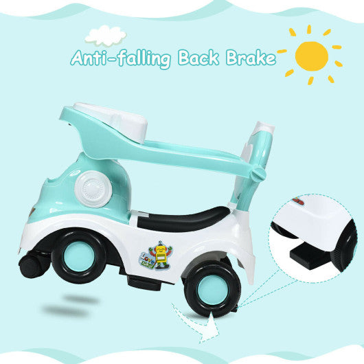 3-in-1 Ride On Push Car with Music Box & Horn-Green