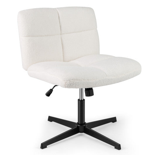 Armless Office Desk Cross Legged Office Chair with Adjustable Height-White