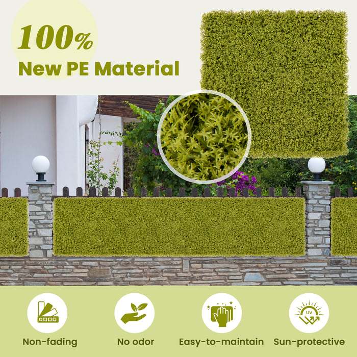 12 Pieces 20 x 20 inches Artificial Grass Wall Panels for Garden Yard Balcony-Light Green