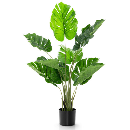 4 Feet Artificial Monstera Deliciosa Tree with 10 Leaves of Different Sizes