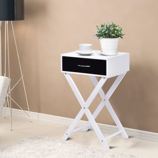 Modern X-Shape Accent Side End Table-Black