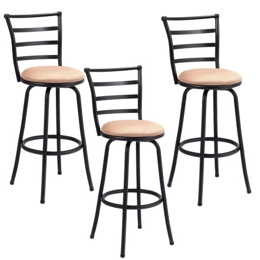 Set of 3 Steel Frame Counter Height Modern Swivel Bar Stools