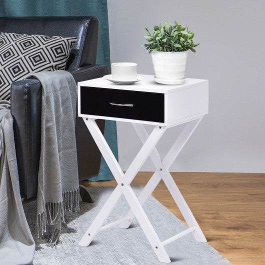 Modern X-Shape Accent Side End Table-Black