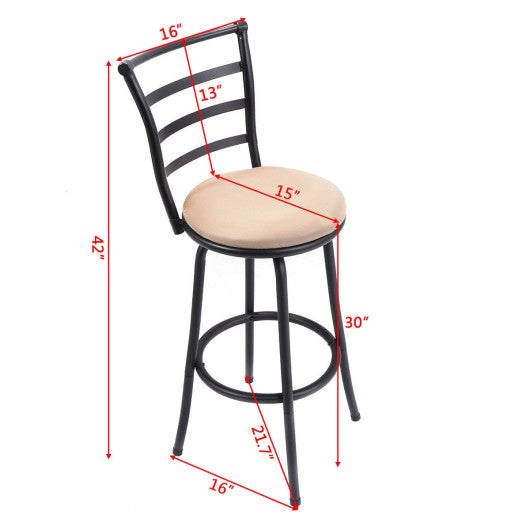 Set of 3 Steel Frame Counter Height Modern Swivel Bar Stools