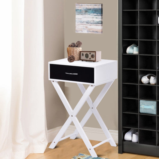 Modern X-Shape Accent Side End Table-Black