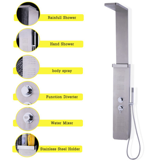 59â€ Stainless Steel Shower Panel with Massage Jets and Hand ShowerÂ 