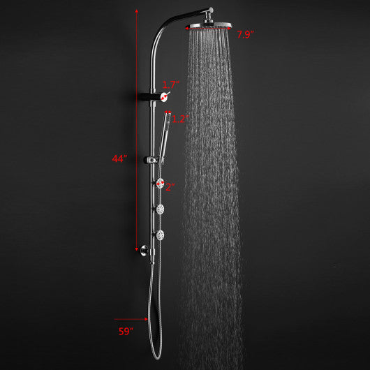 44 Inch Chrome Brass Rainfall Shower Panel Wall Mount with Hand Show