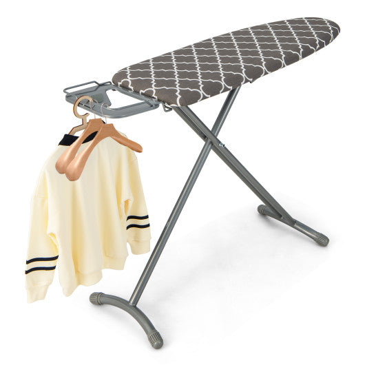 44 x 14 Inch Foldable Ironing Board with Iron Rest Extra Cotton Cover-Gray