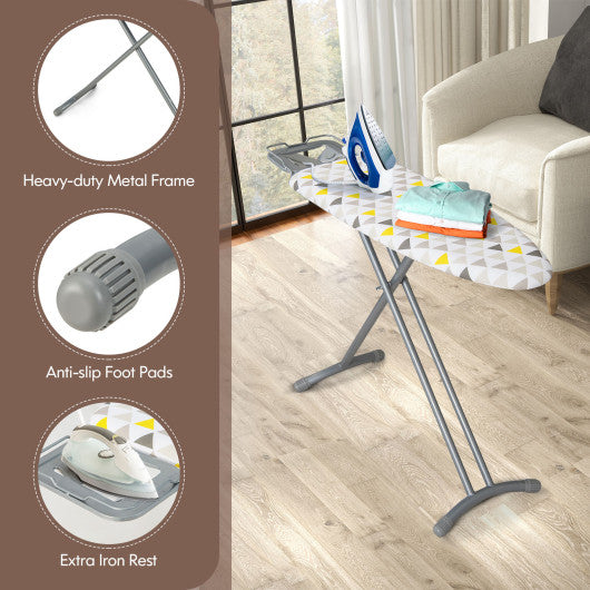 44 x 14 Inch Foldable Ironing Board with Iron Rest Extra Cotton Cover-White