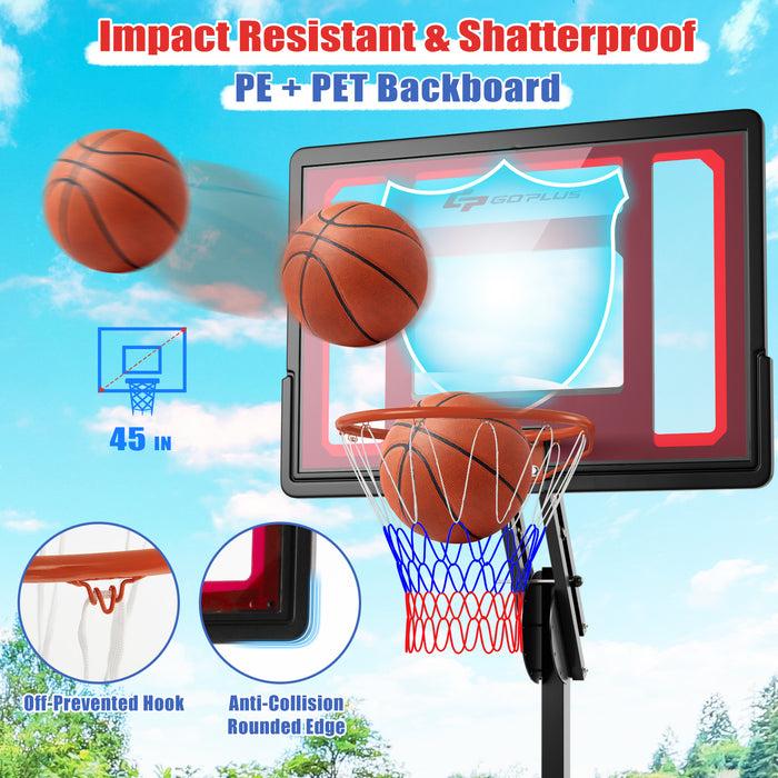 Basketball Hoop with 5-10 Feet Adjustable Height for Indoor Outdoor