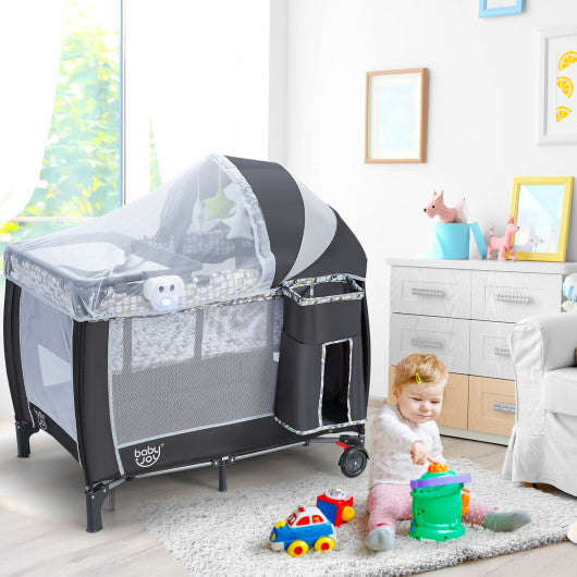 4-in-1 Portable Baby Playard with Changing Station and Net