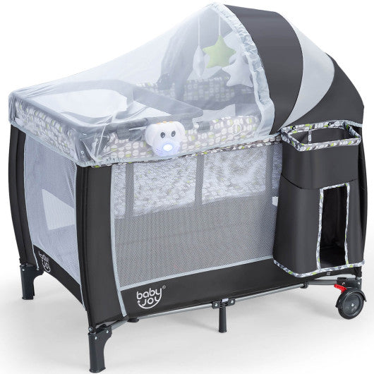 4-in-1 Portable Baby Playard with Changing Station and Net