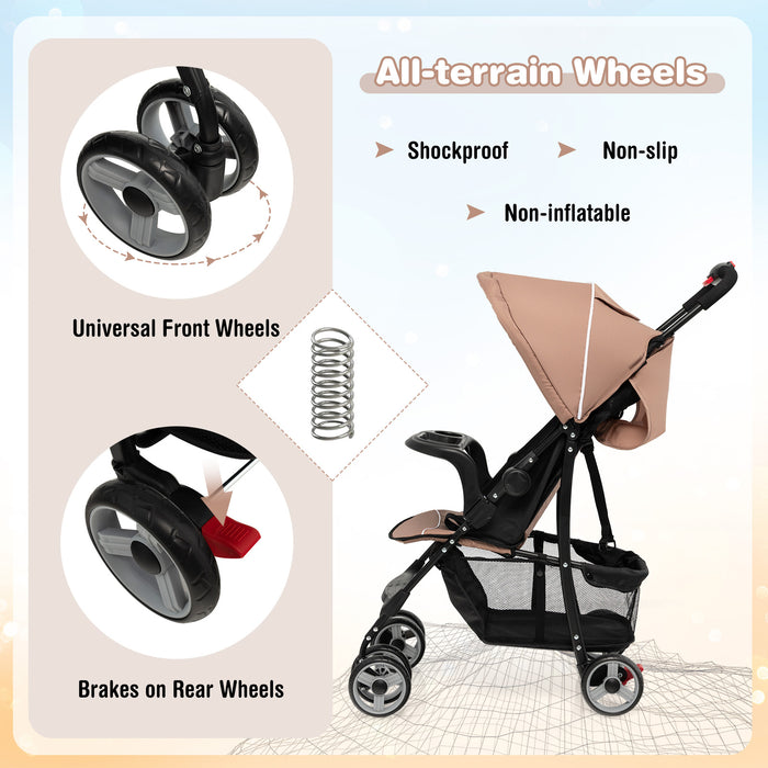 Toddler Travel Stroller for Airplane with Adjustable Backrest and Canopy