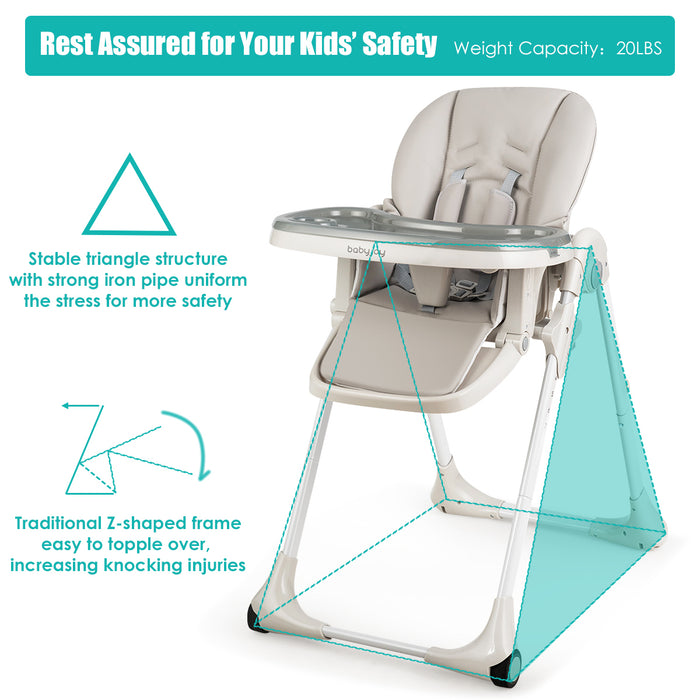 Baby Convertible High Chair with Wheels-Gray