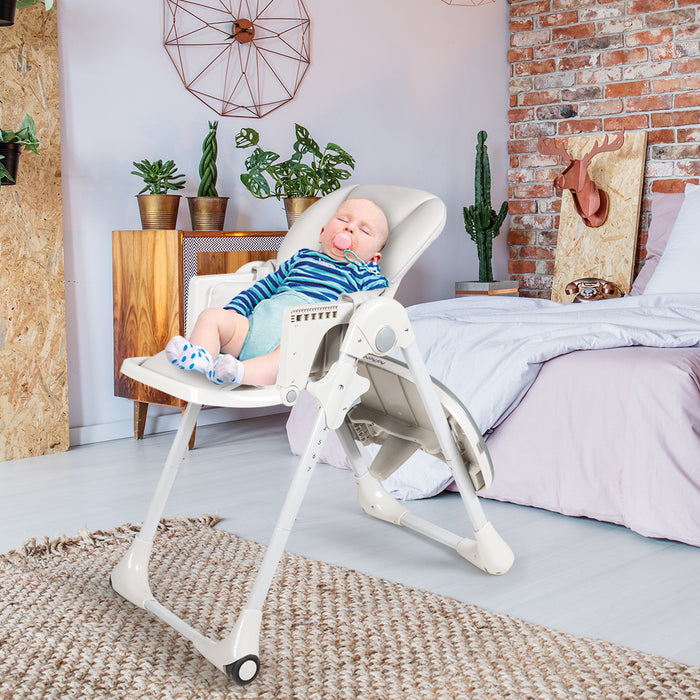 Baby Convertible High Chair with Wheels-Gray