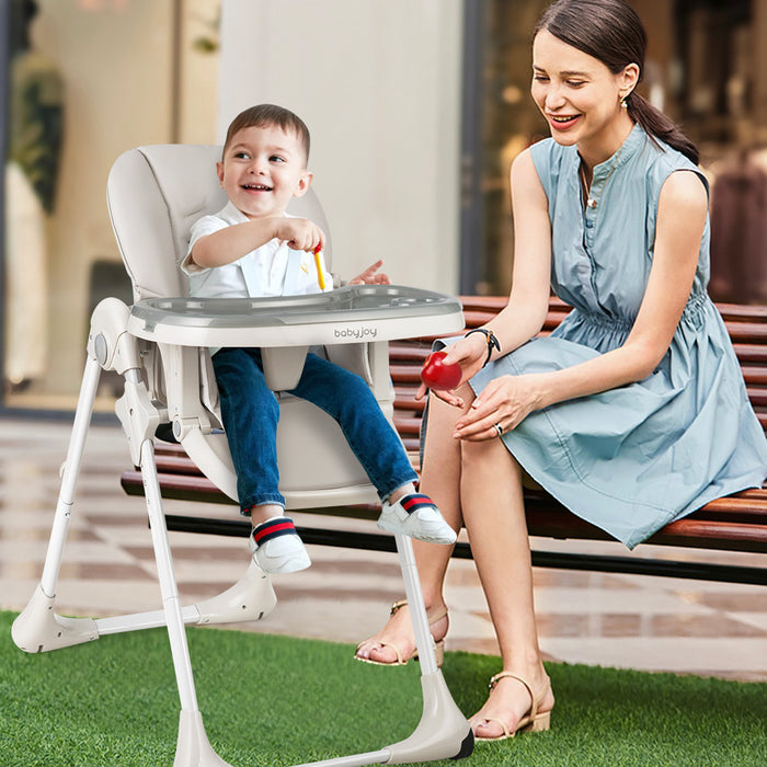 Baby Convertible High Chair with Wheels-Gray