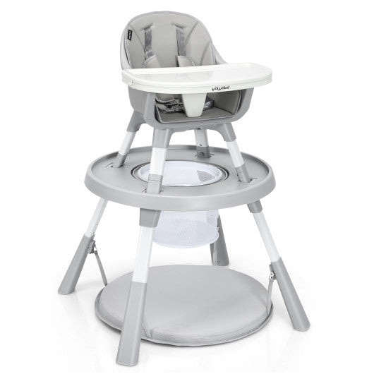 6-in-1 Baby High Chair Infant Activity Center with Height Adjustment-Gray