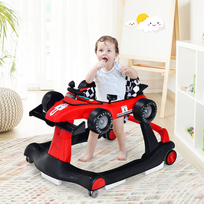 4-in-1 Foldable Activity Push Walker with Adjustable Height-Red