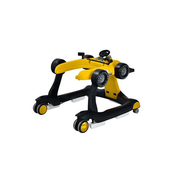 4-in-1 Foldable Activity Push Walker with Adjustable Height-Yellow