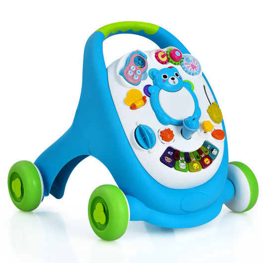 Sit-to-Stand Toddler Learning Walker with Lights and Sounds-Blue