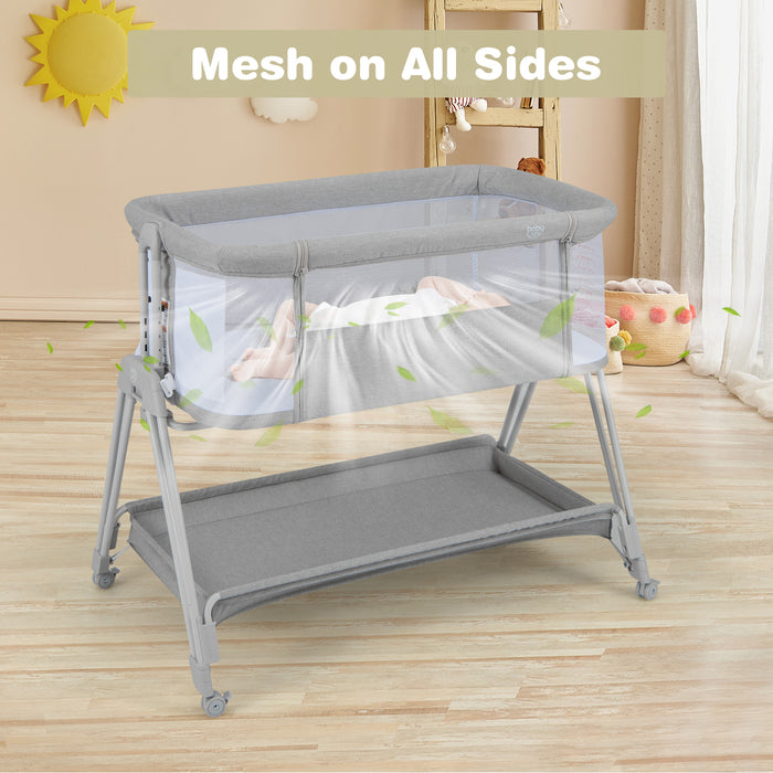 Baby Portable Bedside Sleeper with 7 Adjustable Heights-Gray