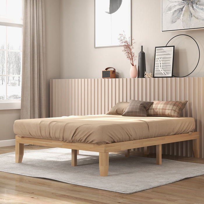 Queen Size 14 Inch Wooden Bed Mattress Frame-Natural