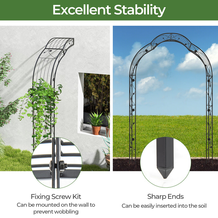 Garden Arch Arbor Trellis for Climbing Plants Roses Vines-Black