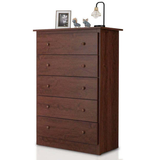 Functional Storage Organized Dresser with 5 Drawer-Brown