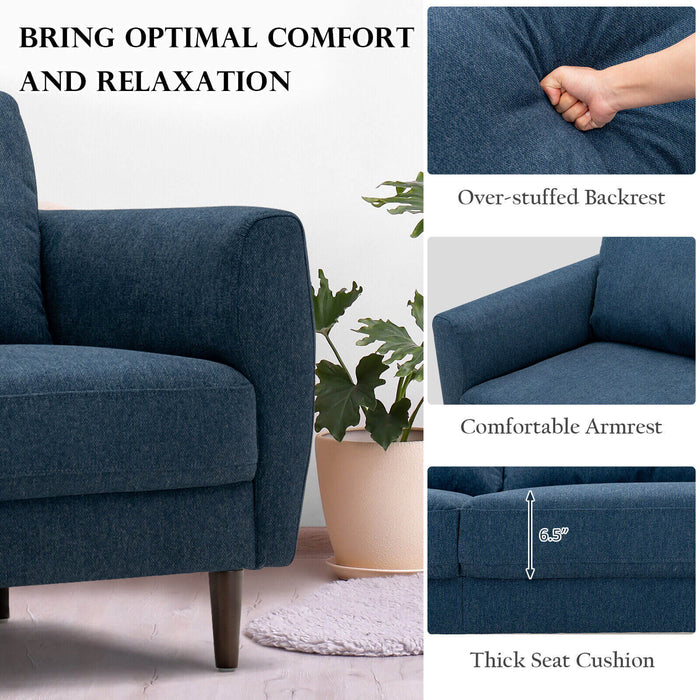 2 Pieces Upholstered Sofa Set with Removable Cushion Covers-Navy