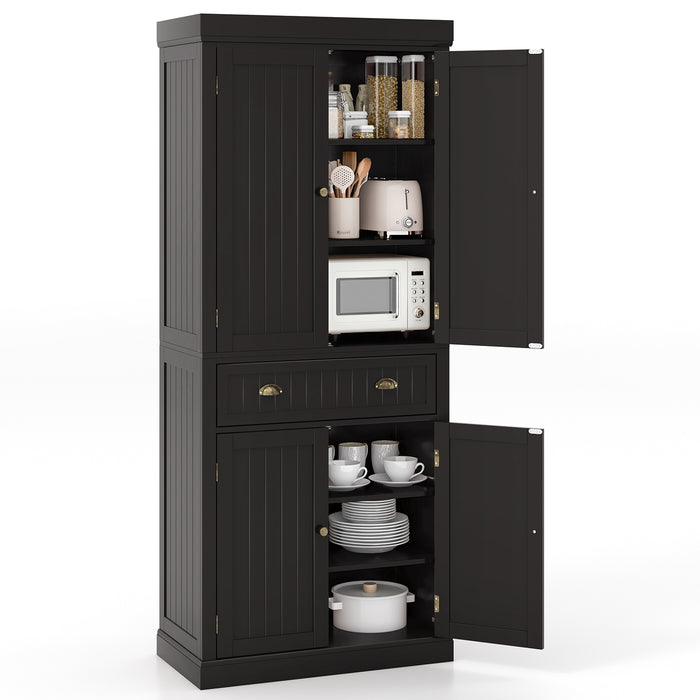 Cupboard Freestanding Kitchen Cabinet w/ Adjustable Shelves-Dark Brown