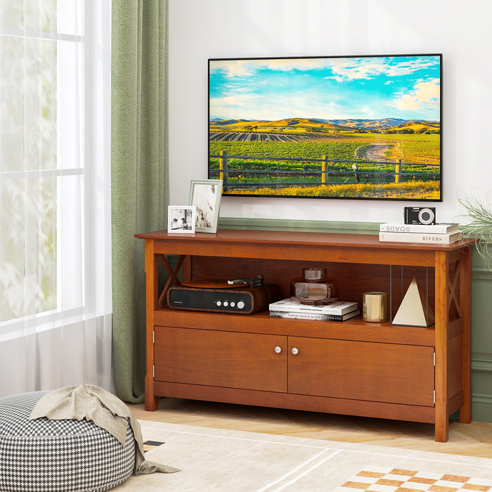 44 Inch Wooden Storage Cabinet TV Stand-Brown