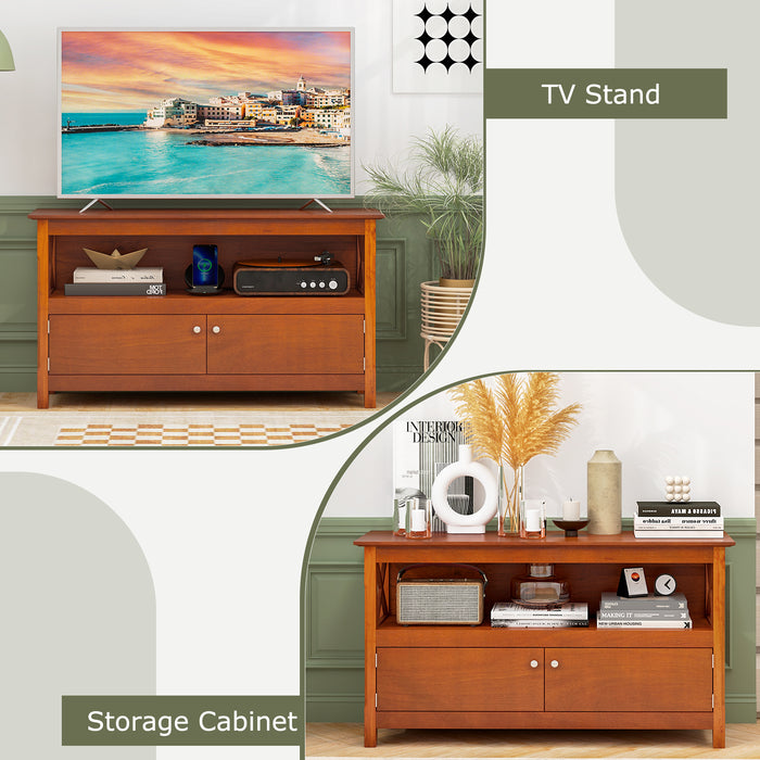 44 Inch Wooden Storage Cabinet TV Stand-Brown