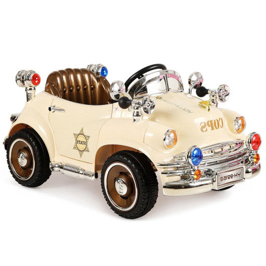 6V Battery Powered Classic Remote Control Kids Riding Car-Beige