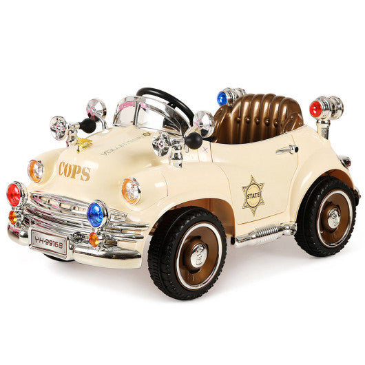 6V Battery Powered Classic Remote Control Kids Riding Car-Beige