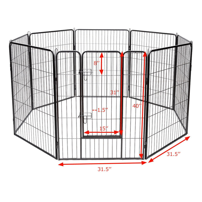 8 Metal Panel Heavy Duty Pet Playpen Dog Fence with Door-40 Inch