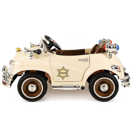 6V Battery Powered Classic Remote Control Kids Riding Car-Beige