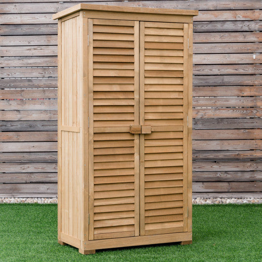 63 Inch Tall Wooden Garden Storage Shed in Shutter Design