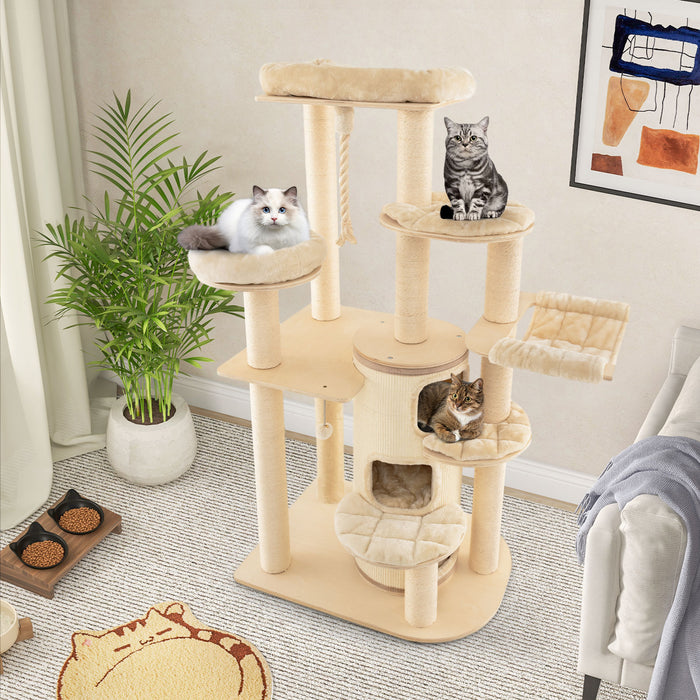 Multi-Level Cat Tree with 3-story Cat Condo-Beige