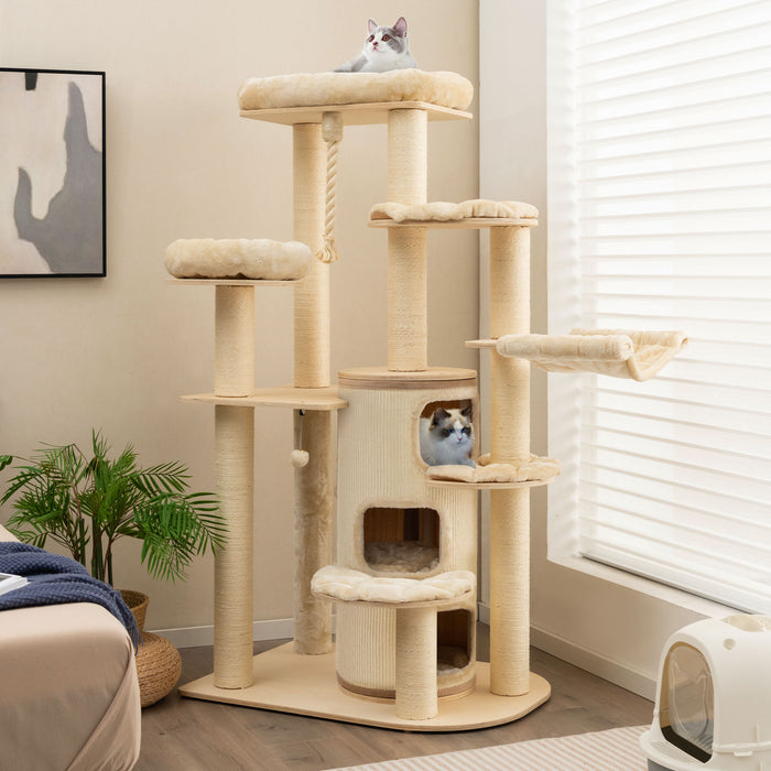 Multi-Level Cat Tree with 3-story Cat Condo-Beige